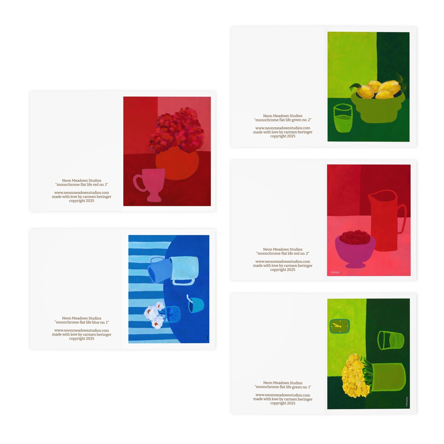 flat life greeting cards (5-Pack)