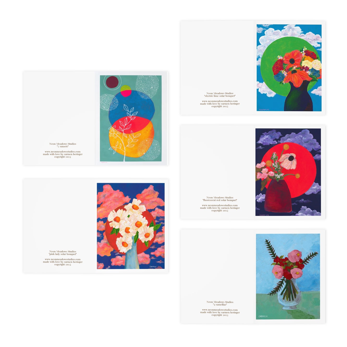 flower powered greeting cards (5-Pack)