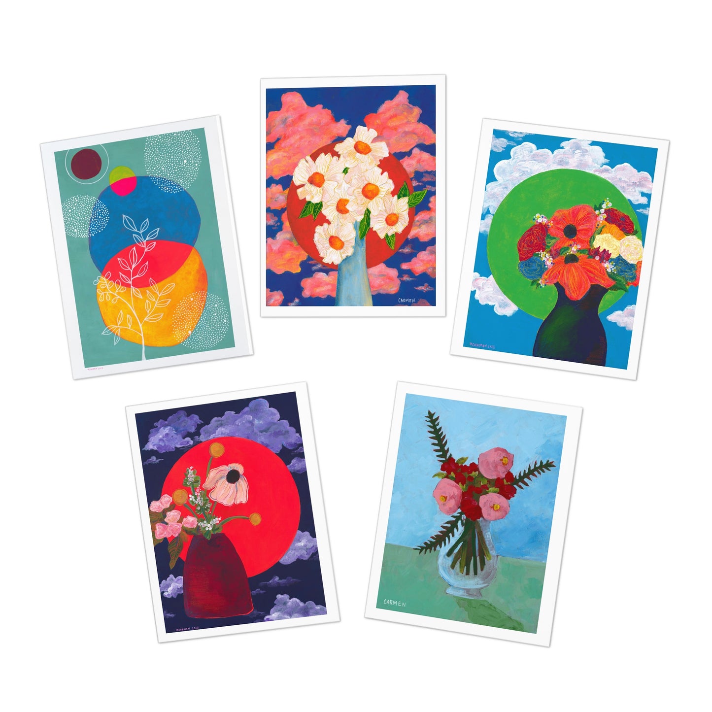 flower powered greeting cards (5-Pack)