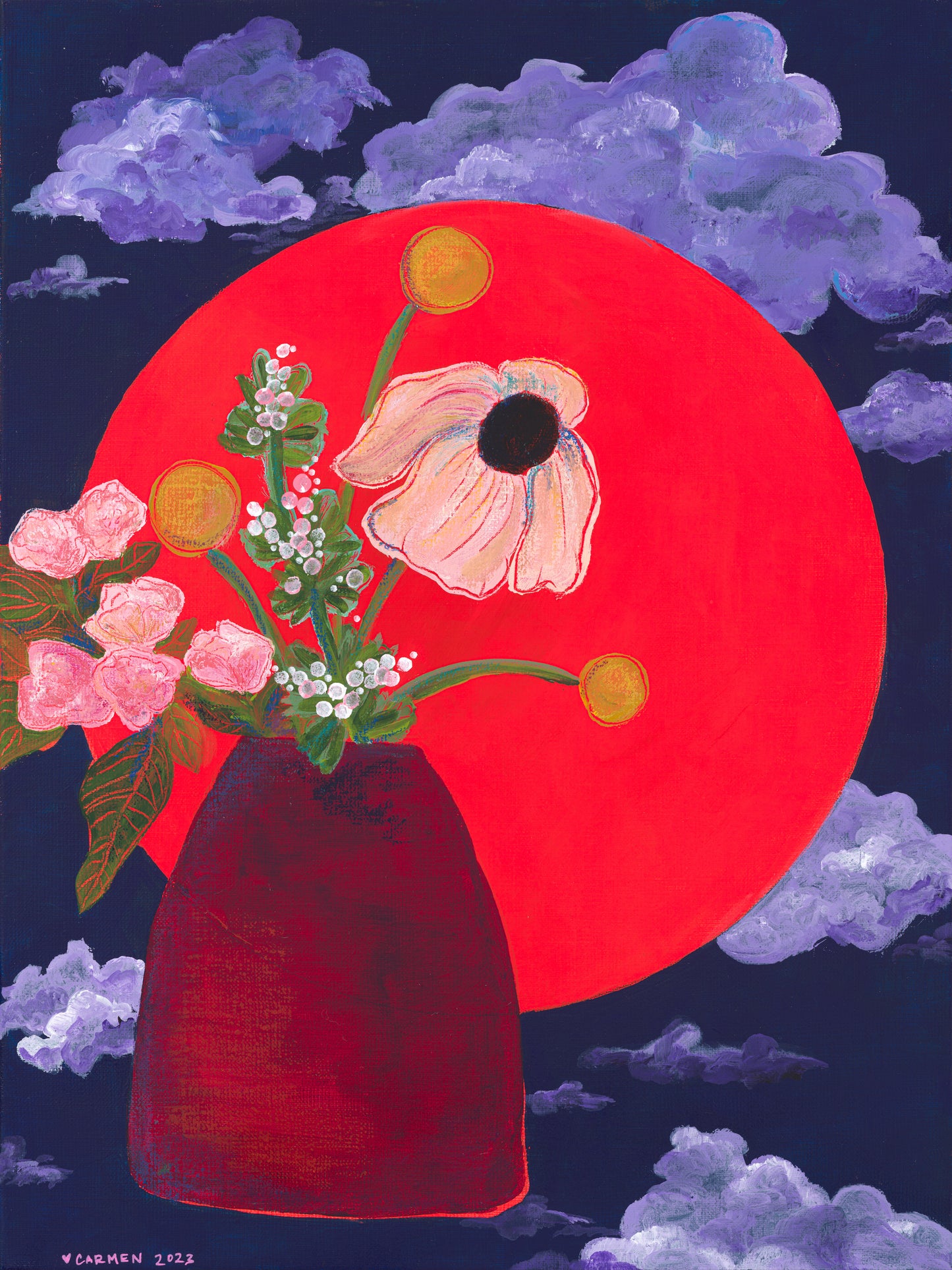 fluorescent red solar bouquet